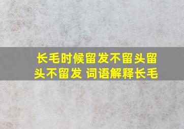 长毛时候留发不留头留头不留发 词语解释长毛